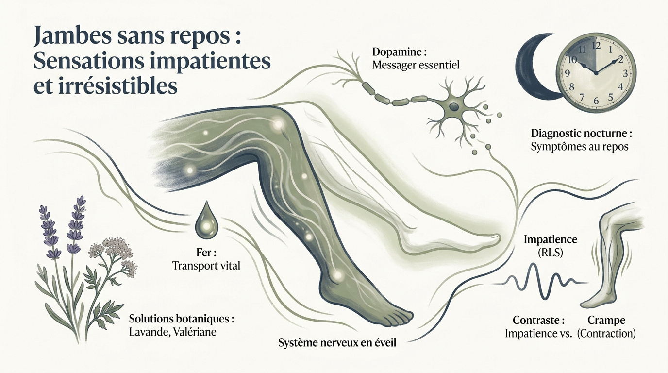 Sensations de fourmillements et d'impatiences dans les jambes au repos